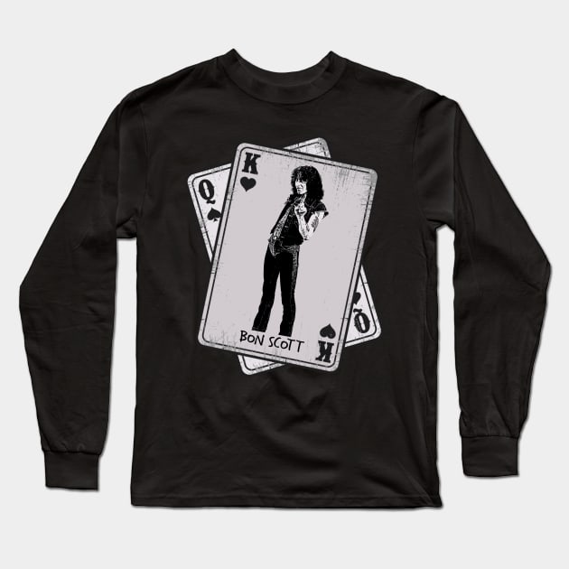 Retro Bon Scott Card Style Long Sleeve T-Shirt by Slepet Anis